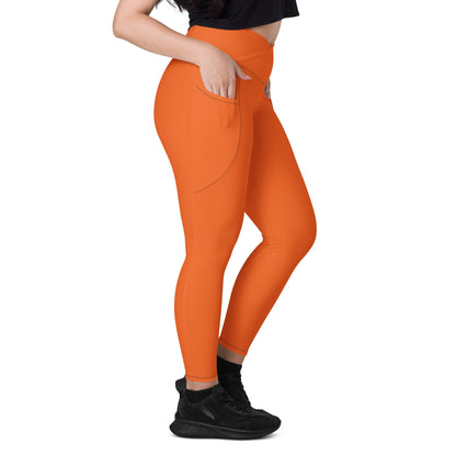 Skorched SOL Orange Crossover leggings with pockets - Sun Fun Family