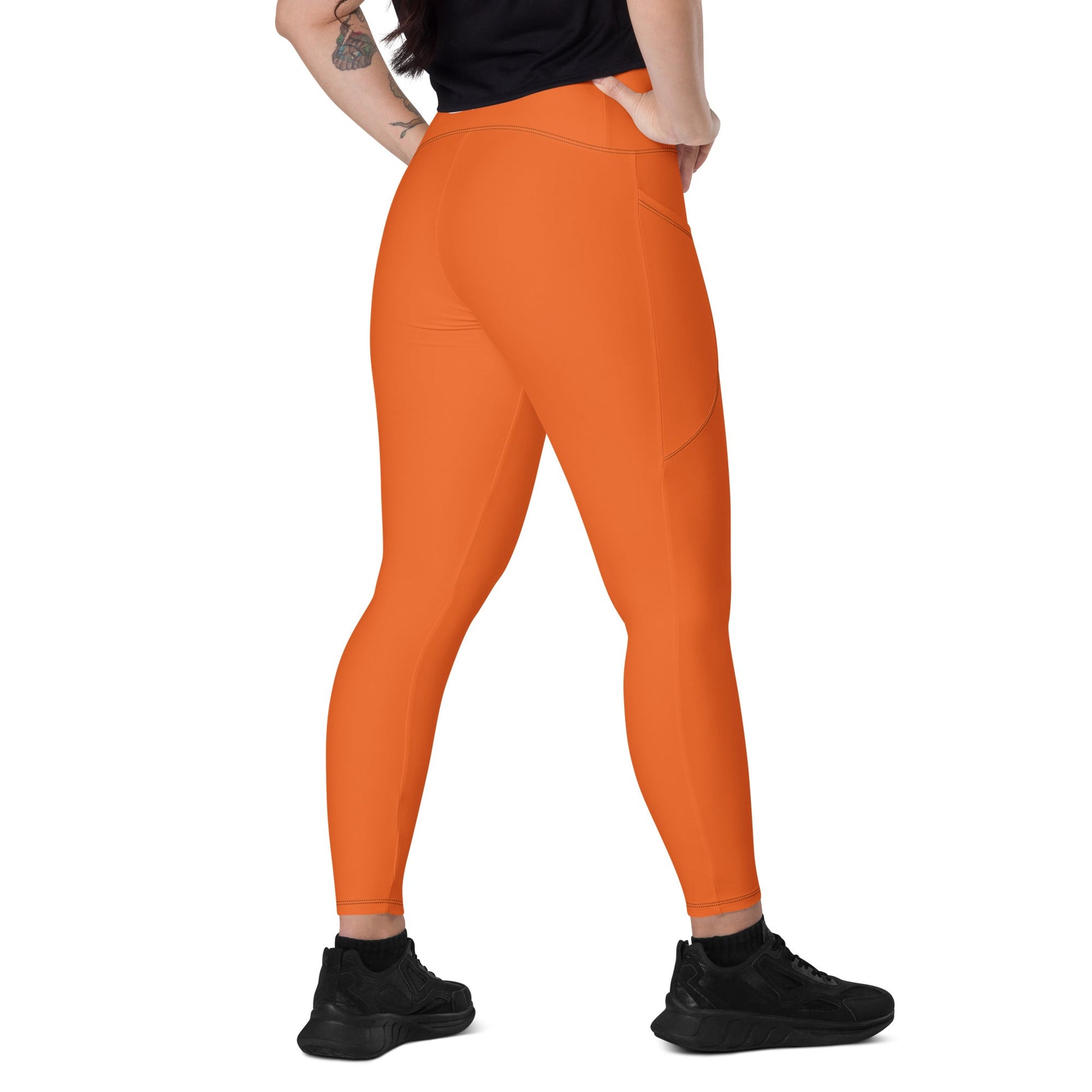 Skorched SOL Orange Crossover leggings with pockets - Sun Fun Family